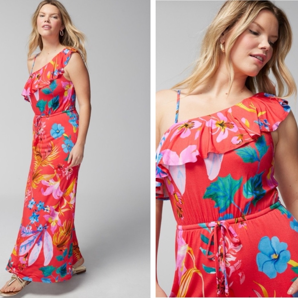 NWT Soma Wknd Soft Jersey One Shoulder Maxi Bra Dress Convertible Tropical NEW 2